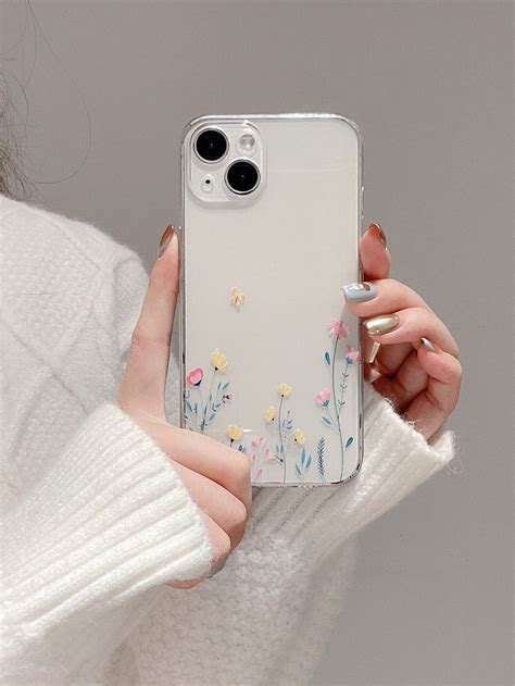 Funda Transparente Para Tel Fono Con Estampado De Flores Compatible Con