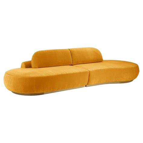 Naked Curved Sectional Sofa Piece With Natural Oak And Corn For Sale At Stdibs