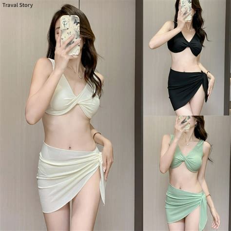 Women S Swimsuit Black Strap Bikini Three Piece Korean Style Sexy Spa High End Bikini Set