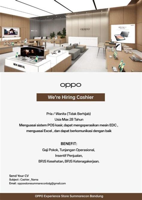 Lowongan Kerja Cashier Promotor Marketing Planner Di Oppo