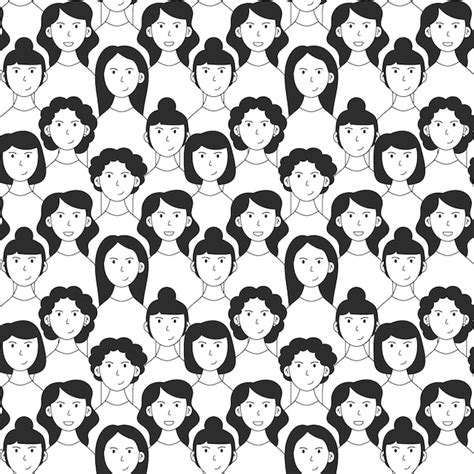 Free Vector Womens Day Pattern With Faces Hand Drawn