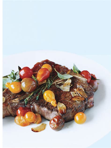 Porterhouse Steak With Pan Seared Cherry Tomatoes Recipe Epicurious