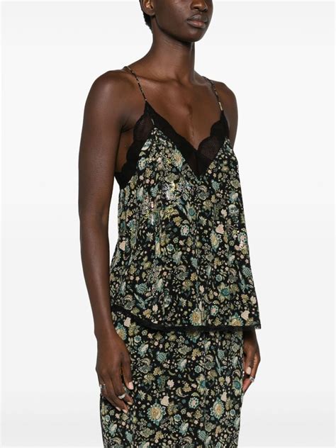 Zadig Voltaire Christy Bali Floral Print Silk Top Black Farfetch