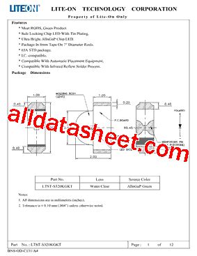 LTST S320KGKT 数据表 PDF Lite On Technology Corporation