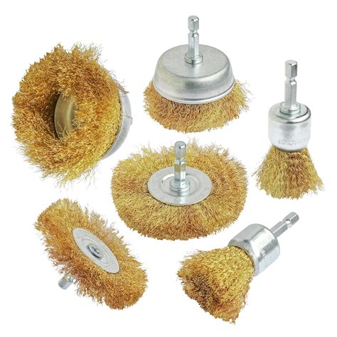 Amazon Hiqalty 6PCS Brass Wire Wheel Brush Kit For Drill Crimped