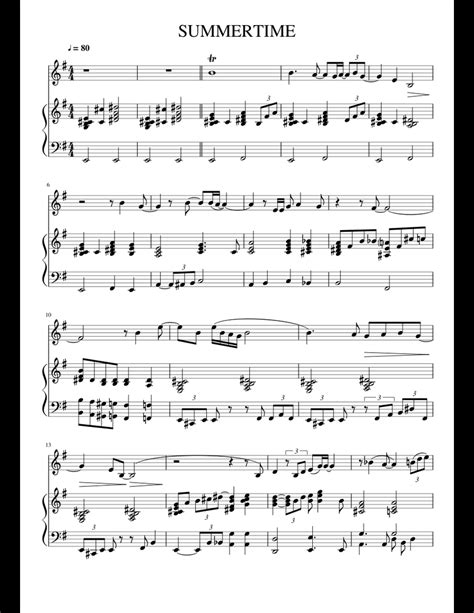 SUMMERTIME sheet music for Piano download free in PDF or MIDI