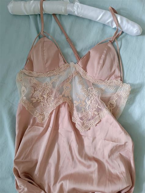 Cottagecore Rose Gold Lace Lingerie With Pad Women S Fashion Dresses Sets Dresses On Carousell