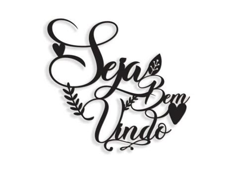 Seja Bem Vinda Lettering - Seja Bem Vindo 33x31cm Lettering Aplique em Madeira MDF Parede ...