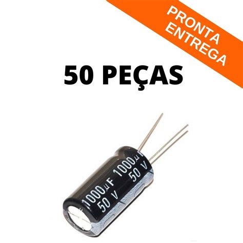 Kit 50 Peças Capacitor Eletrolítico 1000uf 1000mf 50v 105°c 13x25 Chong Circuitos