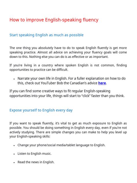 How To Improve English-Speaking Fluency | PDF 