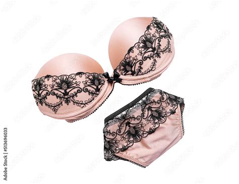 Sexy Lingerie On A White Background Beautiful Beige Color And Black Lace Stock Photo Adobe Stock