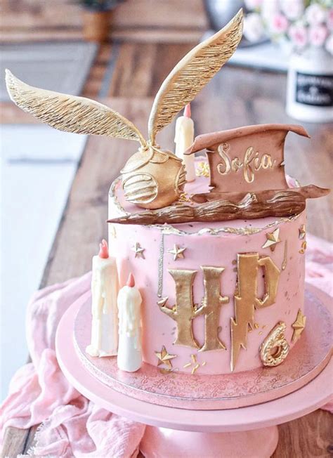 The Magical Harry Potter Cake Ideas Pink And Gold Harry Potter Cake