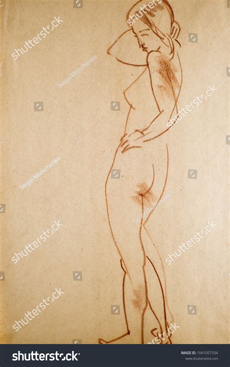 Pencil Drawing On Paper Naked Girl Stock Illustration Shutterstock