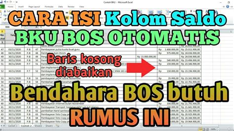 Cara Mengisi Buku Kas Umum Otomatis Di Excel Isi BKU Penggunaan Dana