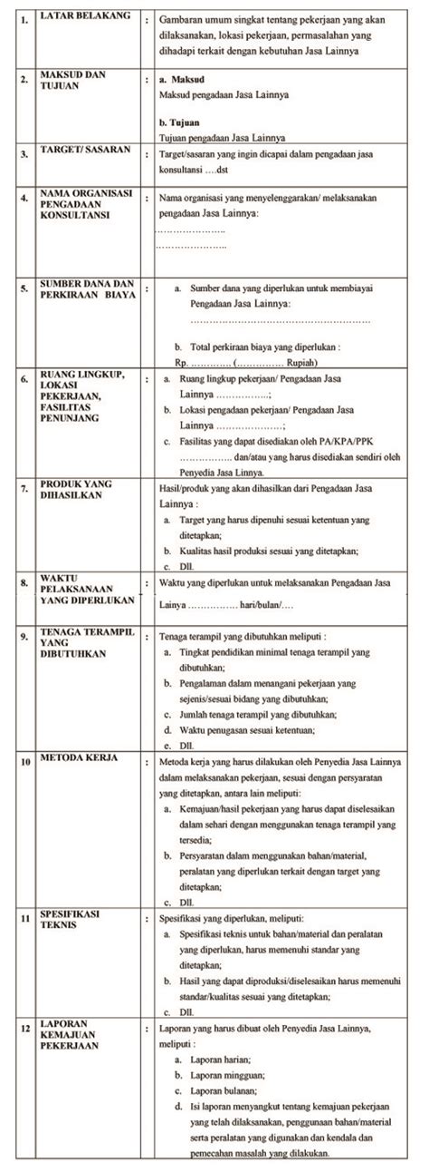 Contoh Format Kak Pengadaan Jasa Pengadaan Eprocurement