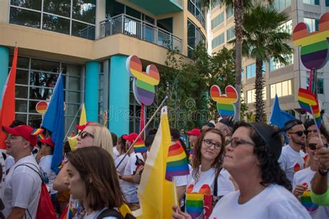 Disney Gay Community In Come Out With Pride Orlando Parade At Lake Eola Park Area Editorial