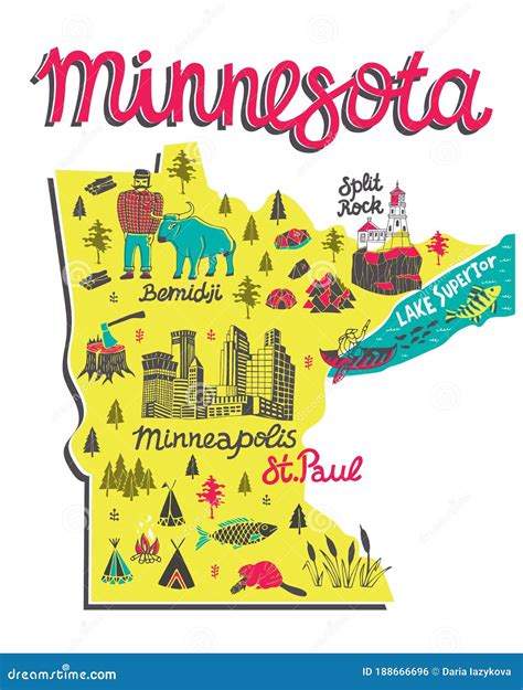 Minneapolis, Saint Paul Skyline Cartoon Vector | CartoonDealer.com