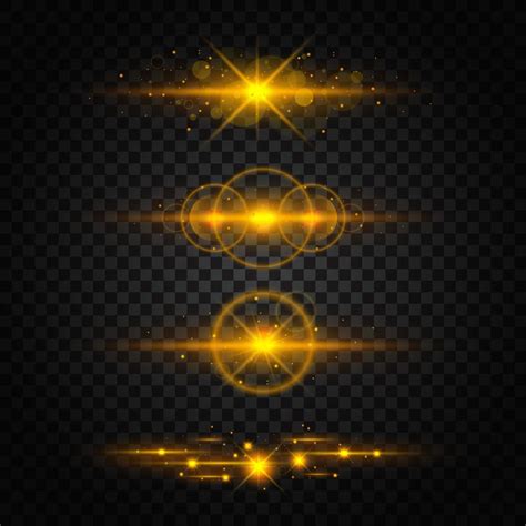 Sparkling Golden Lens Flare Line Elements Vector Art At Vecteezy