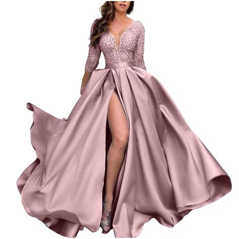 pstuiky Sparkle Dress Plus Size, Women Sequin Dress V Neck High Split