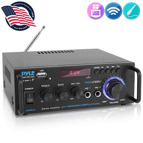 Pyle Pda Bu W Bluetooth Home Stereo Amplifier Receiver With Remote