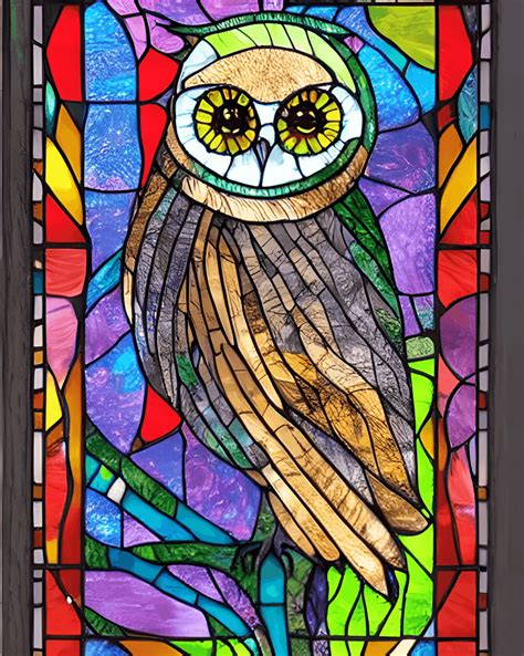 Owl Stained Glass Graphic · Creative Fabrica