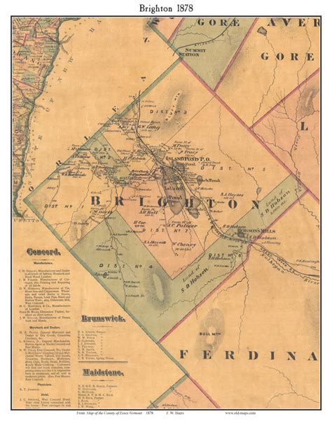 Brighton Vermont 1878 Old Town Map Custom Print Essex Co Old Maps