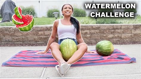 Trying To Crush A Watermelon With My Thighs Girl Vs Watermelon Youtube