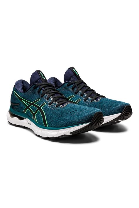 Asics, Обувки Gel Nimbus 24 с лого, за бягане, Петролносин, 10 - eMAG.bg
