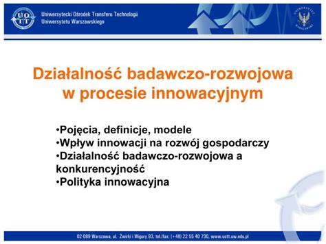 Ppt Dzia Alno Badawczo Rozwojowa W Procesie Innowacyjnym Powerpoint