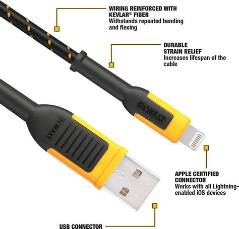 Dewalt Phone Charger Lightning Reinforced Braided Cord 4 131 1359 Dw2 Acme Tools