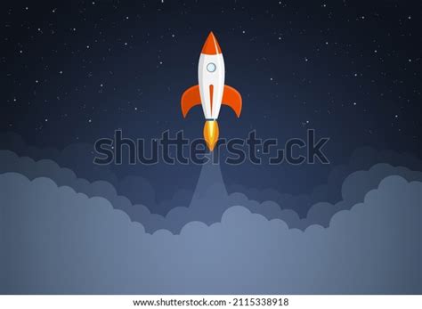 art launch rocket sky space startup stock illustration