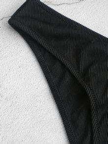 ZAFUL Textured Ribbed Knot Bandeau Bikini Swimsuit In BLACK ZAFUL 2024