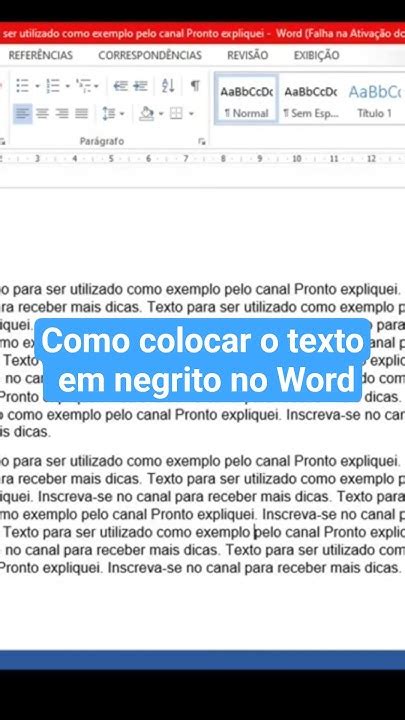 Como Deixar Texto Em Negrito - COMO COLOCAR TEXTO EM NEGRITO NO WORD | Dica Rápida #1 - YouTube