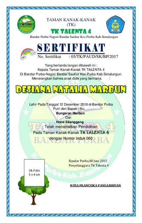 Detail Contoh Ijazah Paud Koleksi Nomer 17