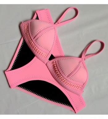 Women Padded Hand Stitch Crochet Bikini Sets Neoprene Swimwear Pink C Xwe Mg