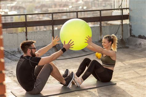 Pilates Ball Passing Exercise Stock Photo By Impactphotography Photodune