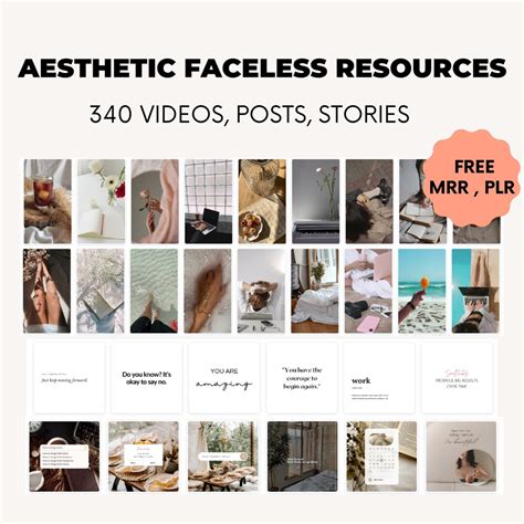 340 Faceless Aesthetic Videos Posts Stories PLR MRR Instagram Post