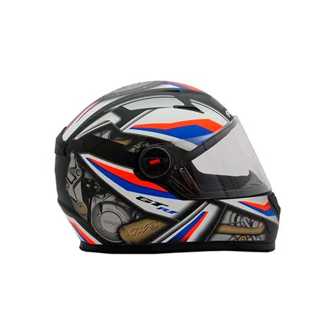 Capacete Fw Gtn R Preto Azul E Vermelho Sbs Motos