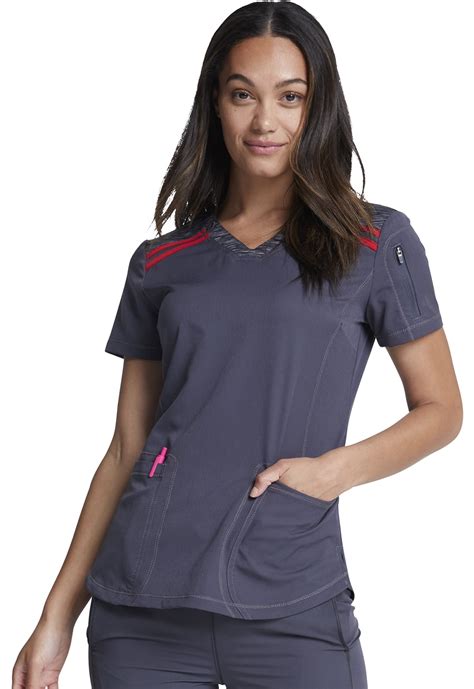 Dickies Dynamix Scrubs Top For Women V Neck Plus Size Dk Xl