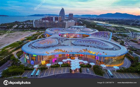 Aerial View World S Largest Duty Free Mall Sanya Haitang Bay Stock