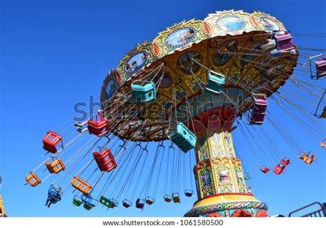 Spinning Carousel Ride Swings Amusement Park Stock Photo 1061580500