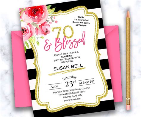 Personalized Surprise 70th Birthday Invitation For Women 70 Etsy