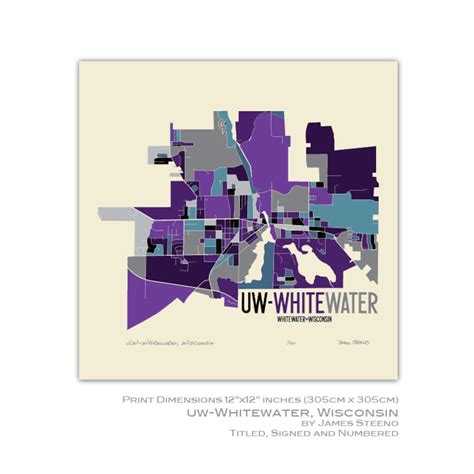 Whitewater Wisconsin University Campus Art Map Print By James Steeno