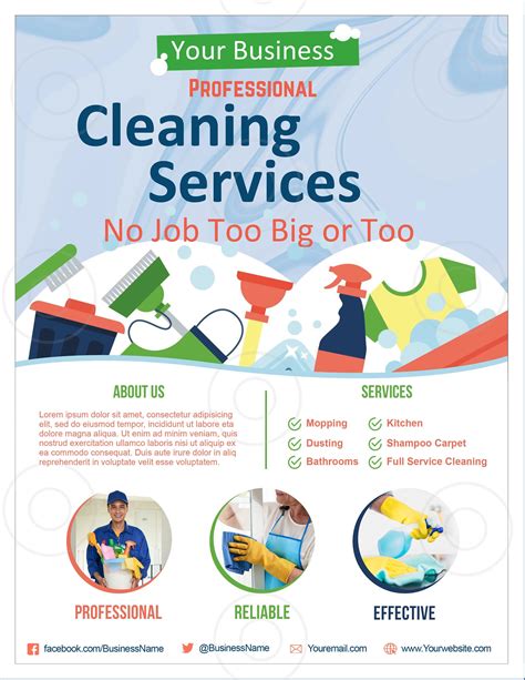 Editable Cleaning Services Flyers Template Printable Cleaning Business