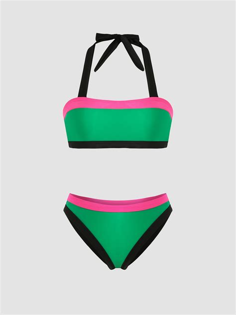 Conjunto De Bikini Halter Con Parches Cider