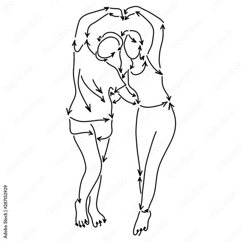 Lesbian Couple Making Love Sign Made From Arrow Vector Illustration
