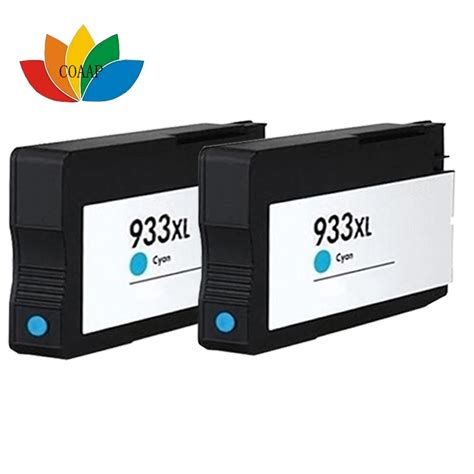 2x Compatible Hp 933xl Cyan Upgrade Chip Ink Cartridge For Officejet