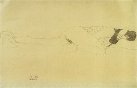 Gustav Klimt Reclining Half Nude With Raised Right Leg