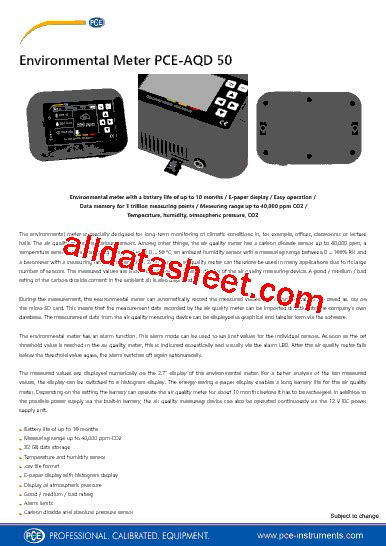 Pce Aqd Datasheet Pdf Pce Instruments