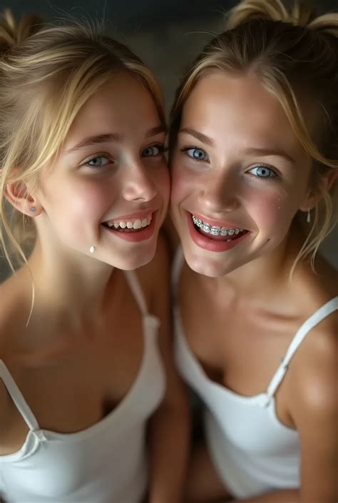 Girl Teen Youthful Skinny Tall Blonde Messy Ponytail Seaart Ai